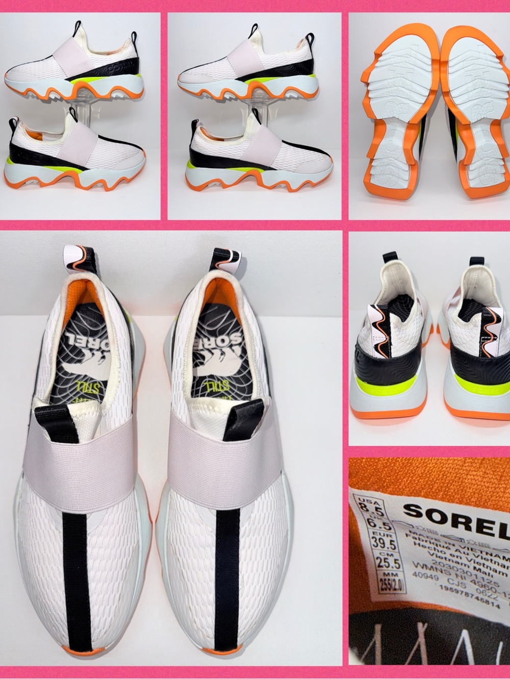SOREL KINETIC IMPACT II Slip-On Sneakers with Orange, Neon Yellow & Black